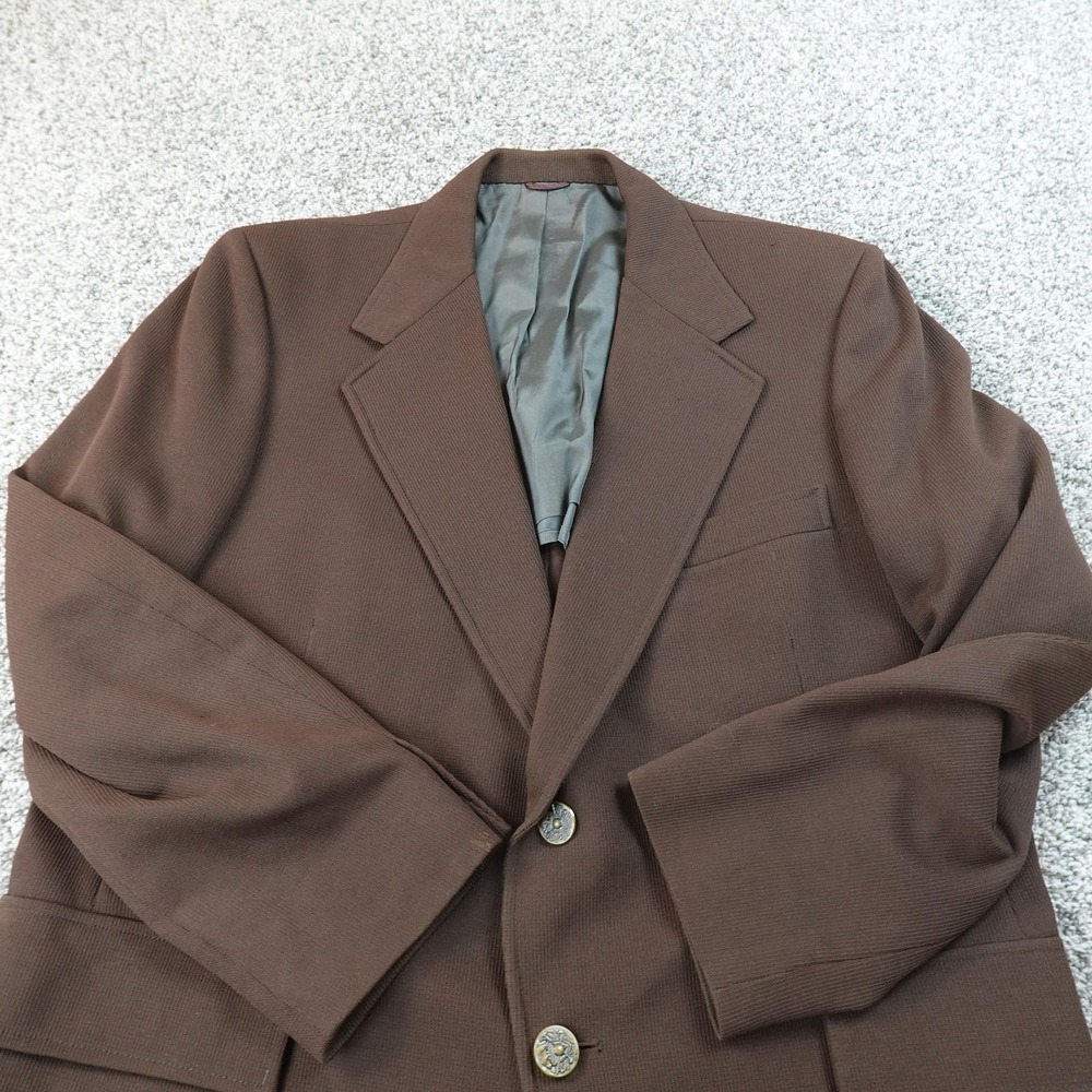 VTG Hart Schaffner Marx Blazer Mens 42 Brown Knit Suit Coat Jacket Jack Nicklaus